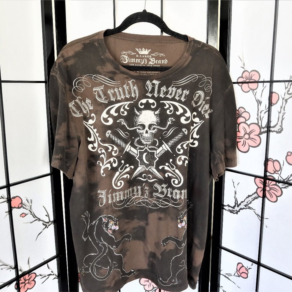Jimmy's Brand Brown Skull And Dagger T-Shirt Size Extra Large